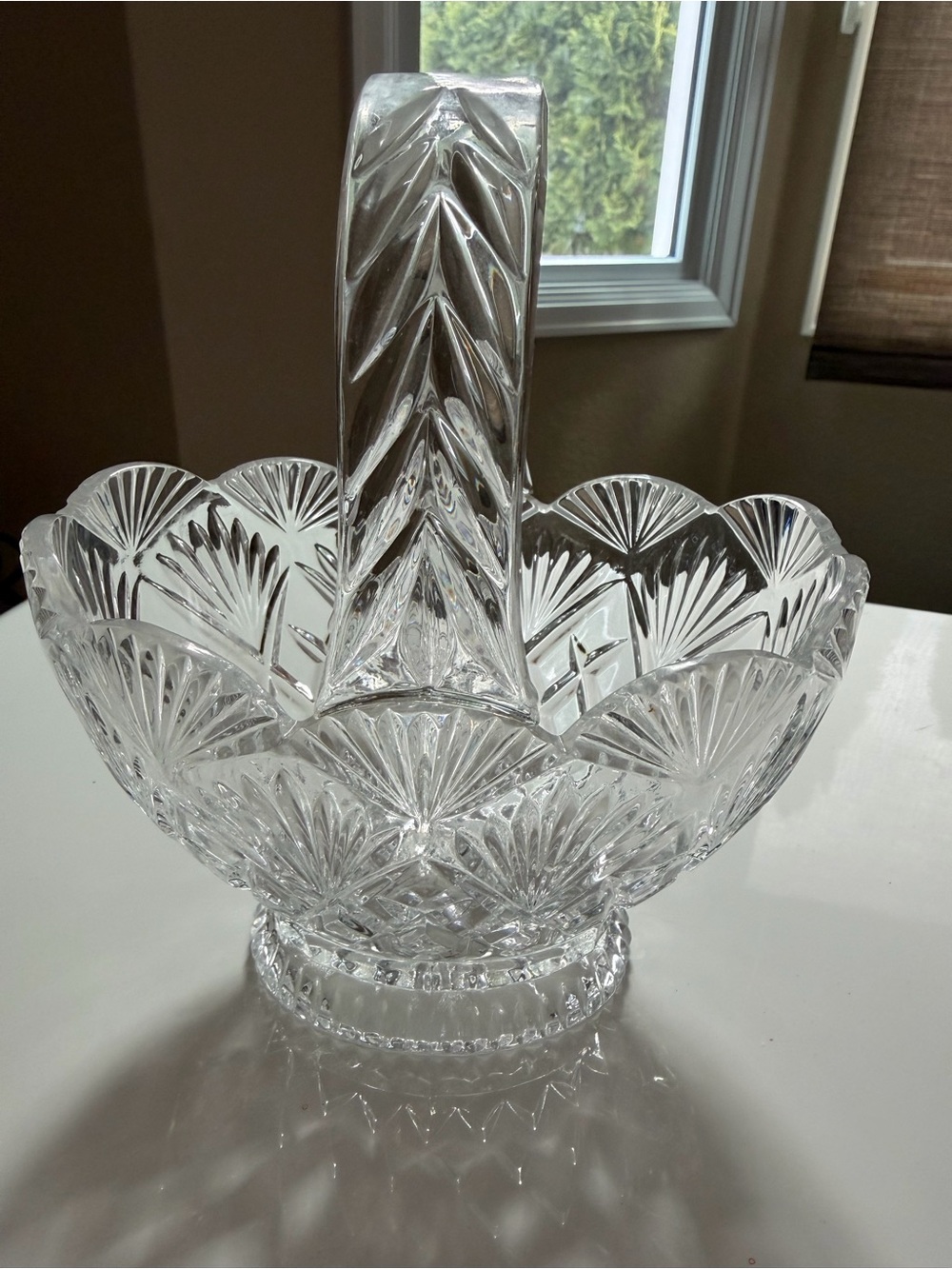 Vintage 24% Lead Crystal Basket Candy Dish Made in Slovakia 7.5”